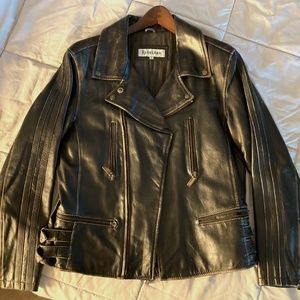 Black Leather Bomber Jacket - image 1